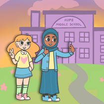 Emily's Hope K-12 Substance Use Prevention Curriculum middle school characters take a selfie